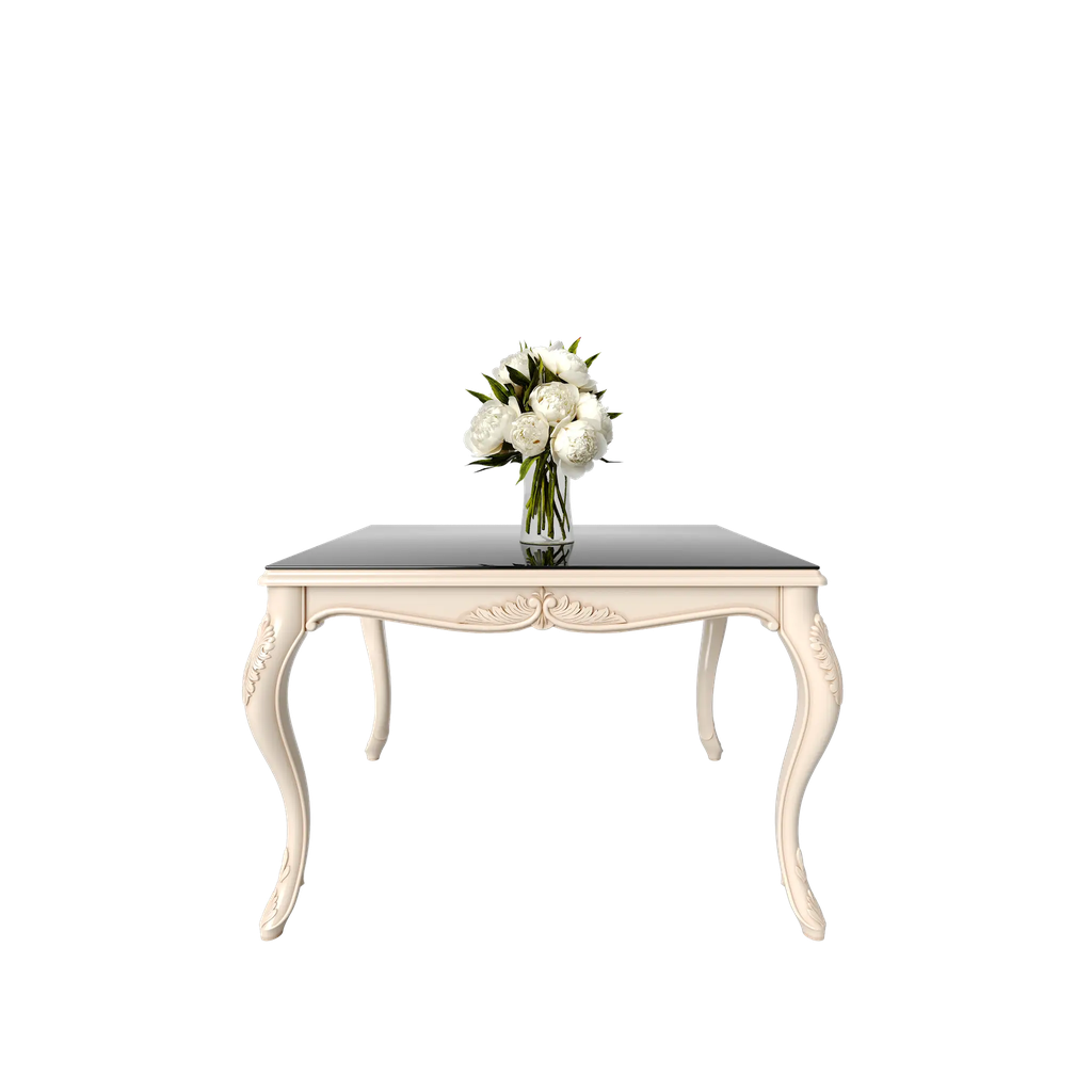 میز غذاخوری ماندگار نگار مستطیل 4 نفره صفحه شیشه چاپی 8 میل