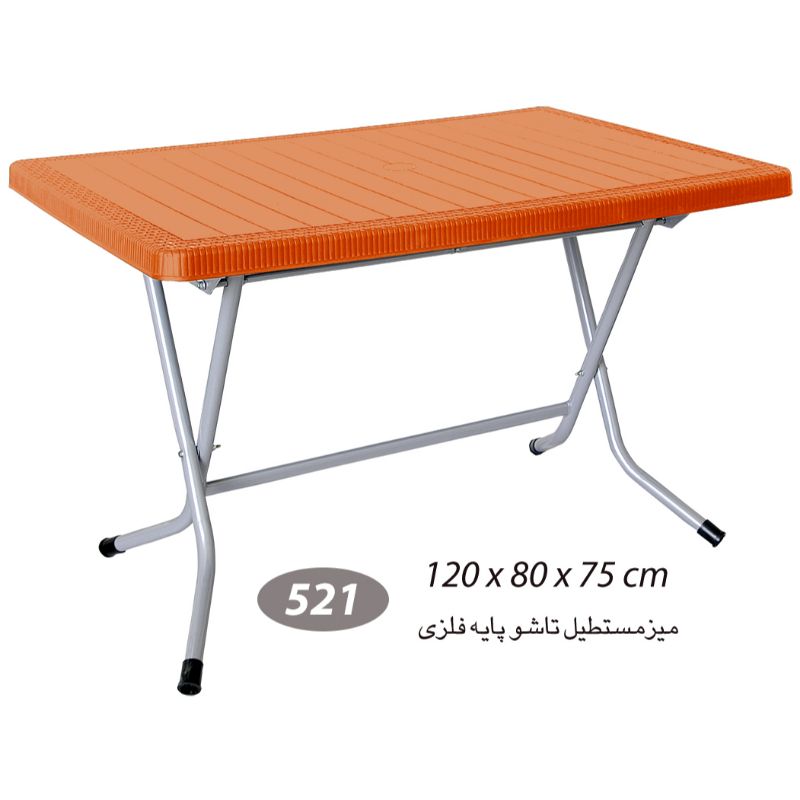 میز مستطیل پایه فلزی تاشو حصیری ناصر 521