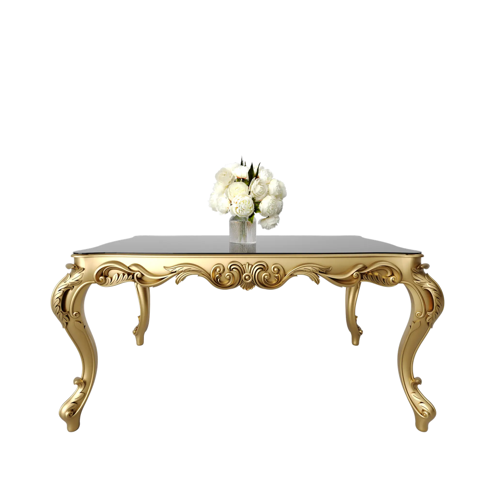 میز غذاخوری مستطیل روبینا 6 نفره صفحه شیشه چاپی 8 میل