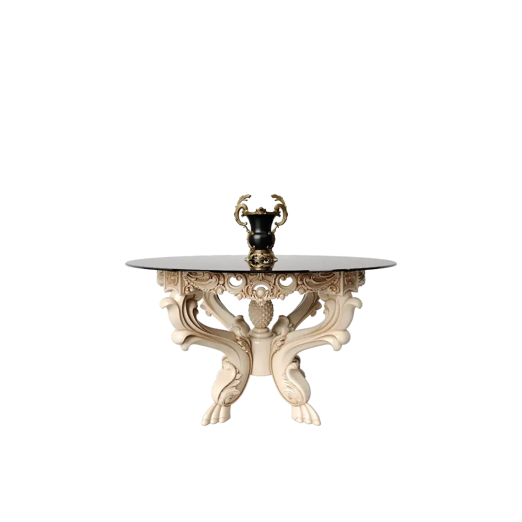 میز غذاخوری گرد شاهکار  6 نفره صفحه شیشه